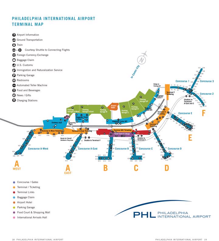 Phl Terminal Map Philadelphia International Airport 